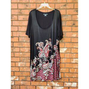 Jessica London Women's Paisley Print Tunic Dress 22/24 Black & Red